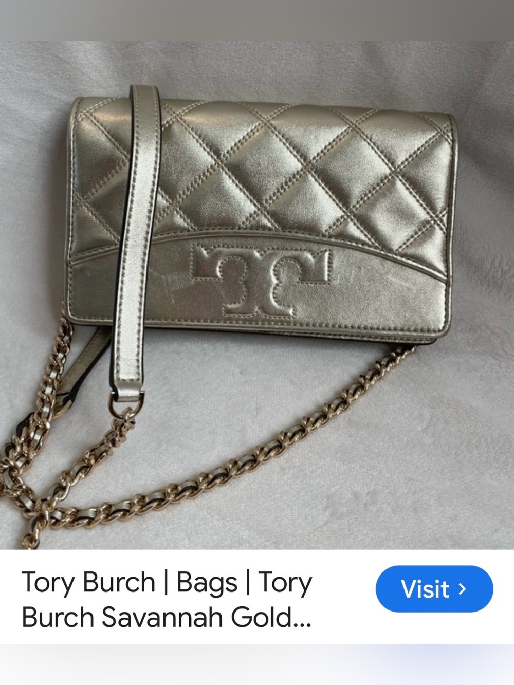 Tory Burch Savannah Metallic Gold Crossbody